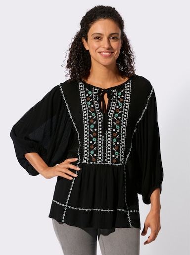 Tunika in Crinkle-Qualität - schwarz