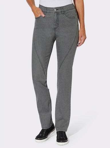 Jeans mit Ziernähten vorne - stone-grey-denim