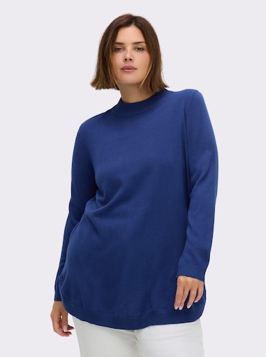 Pullover mit abgerundetem Saum - royalblau