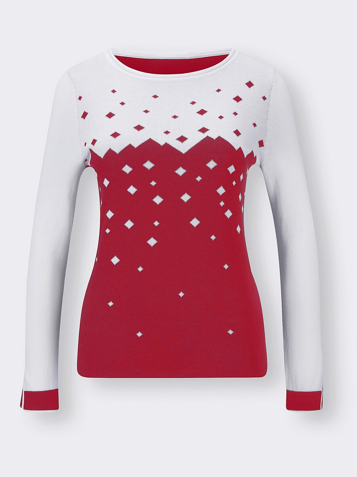 Strickpullover - rot-weiß