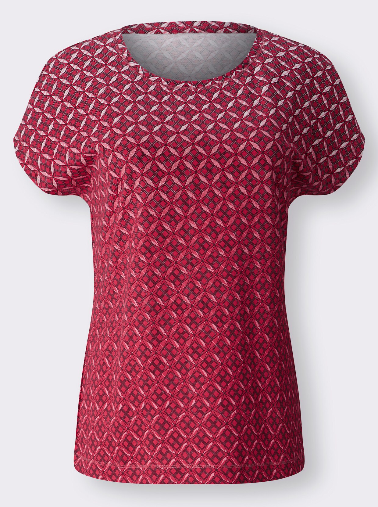 Shirt met ronde hals - rood geprint