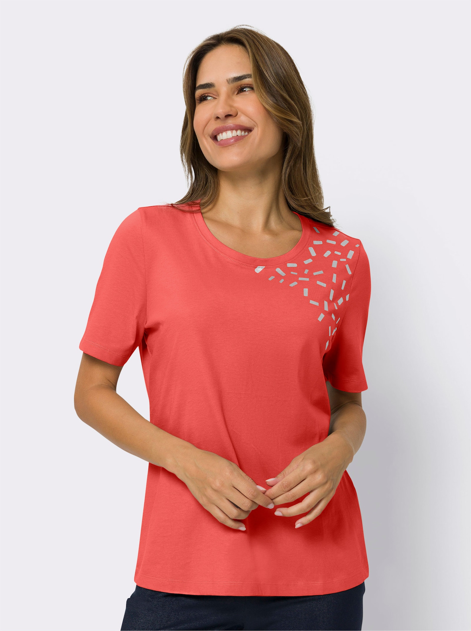 Freizeitshirt mit Glanz-Druck - hummer