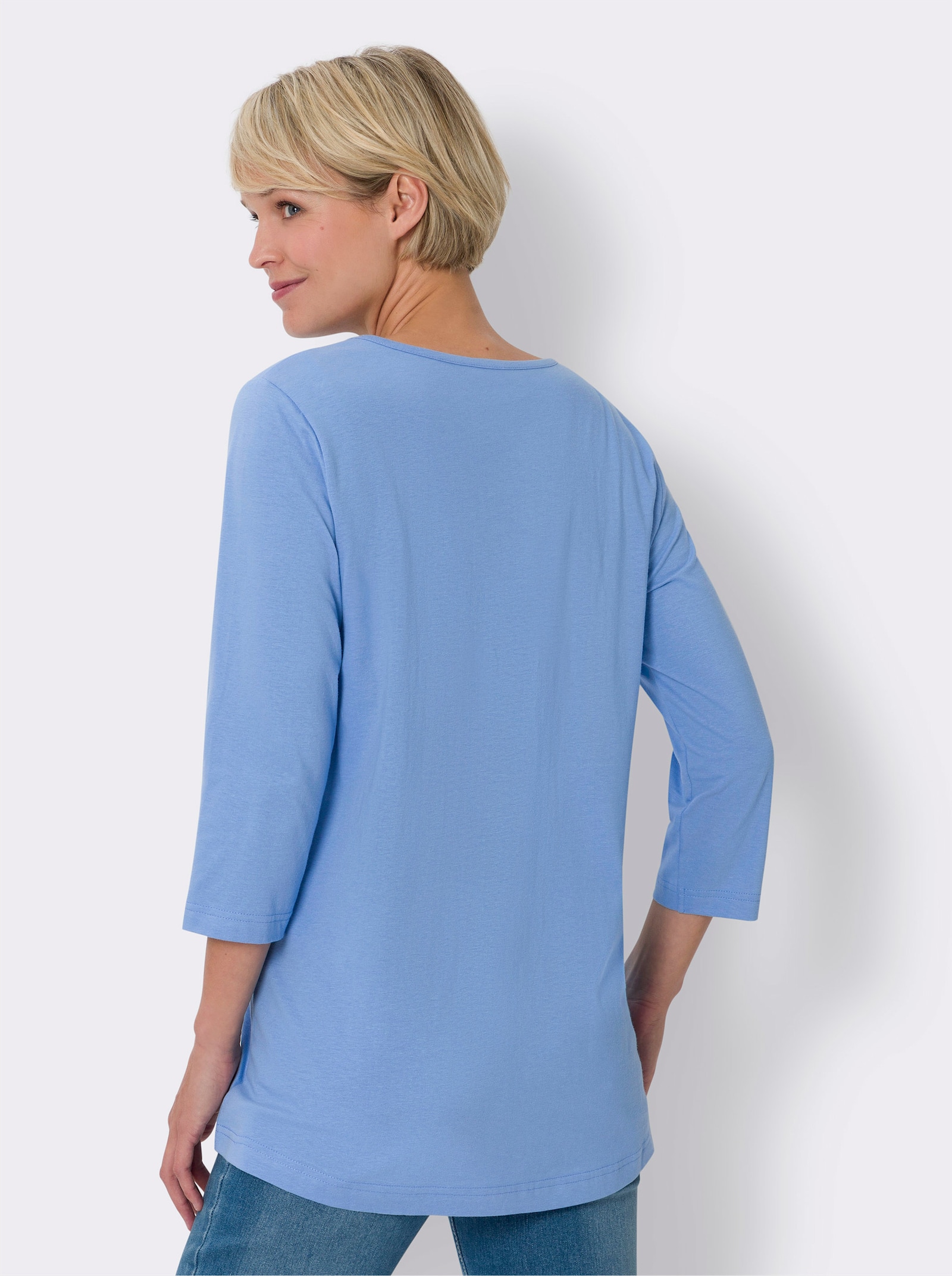 Lang shirt per 2 stuks - hemelsblauw + apricot