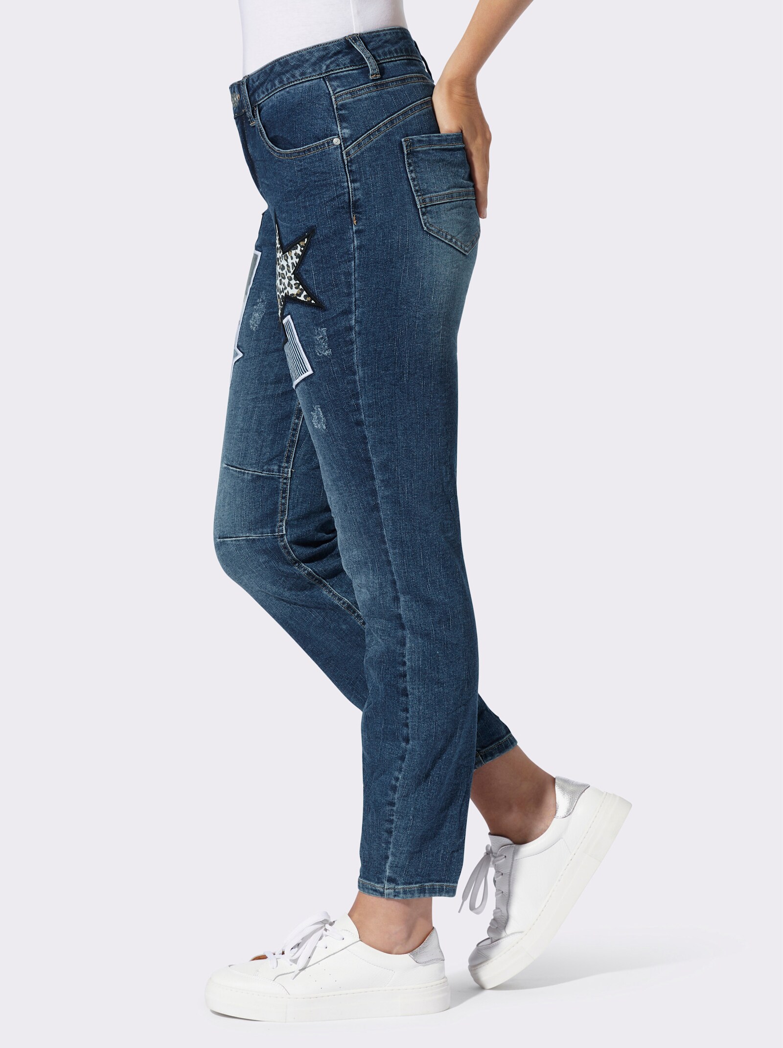 heine 5-pocketjeans met patches - blue-stonewashed