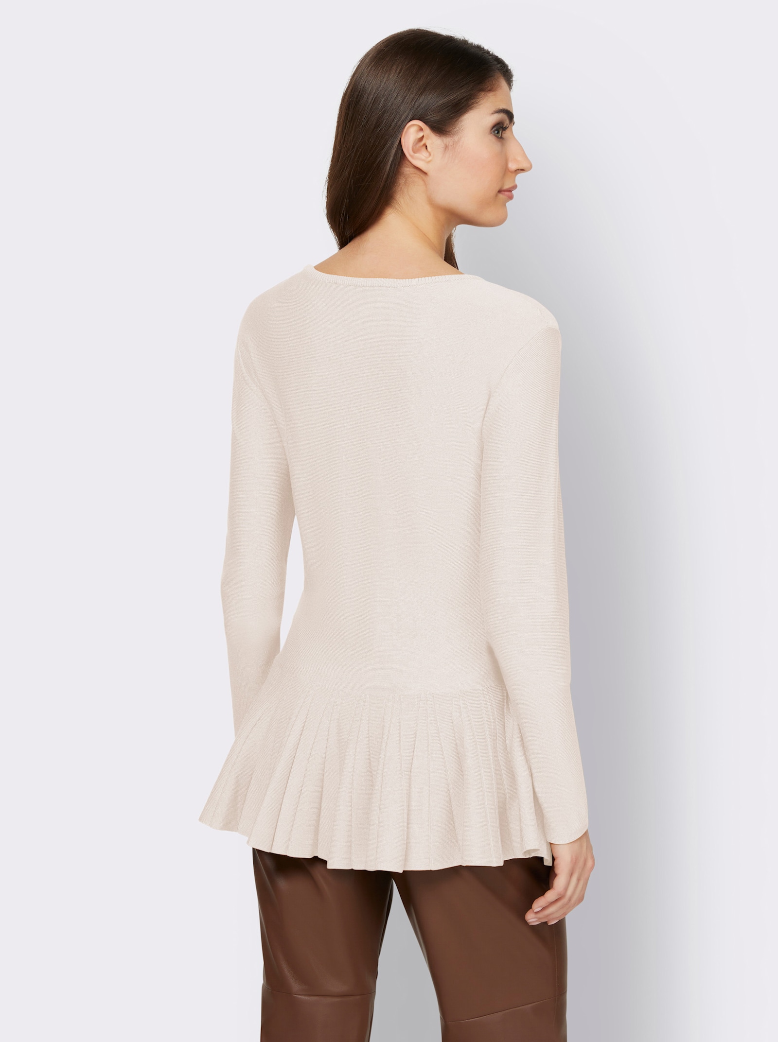 heine Rundhalspullover mit Schößchen - ecru