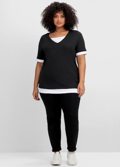 sheego 2-in-1-Shirt - schwarz-weiß