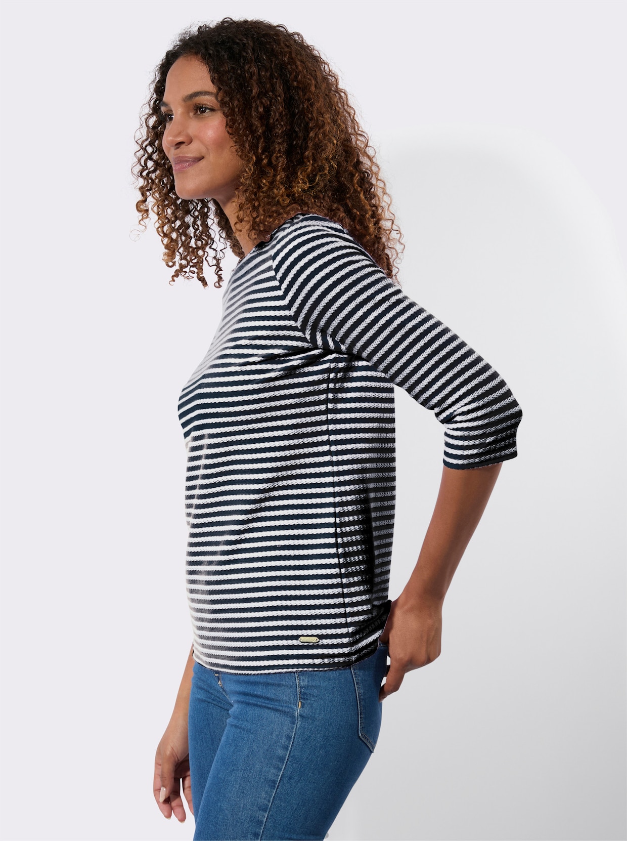 Ringelshirt - marine-weiß-geringelt