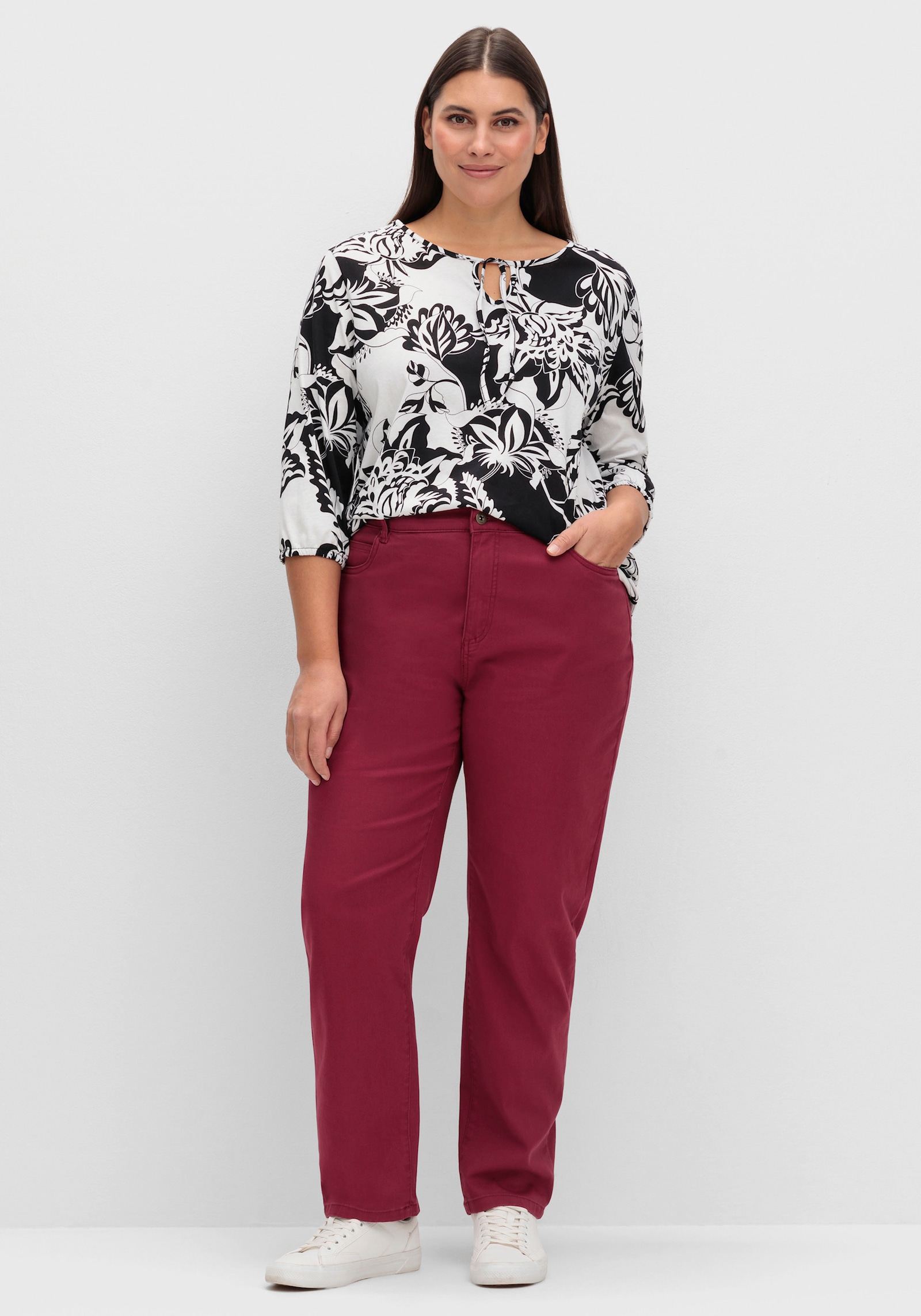 5-Pocket-Hose mit seitlichem Dehnbund - bordeaux