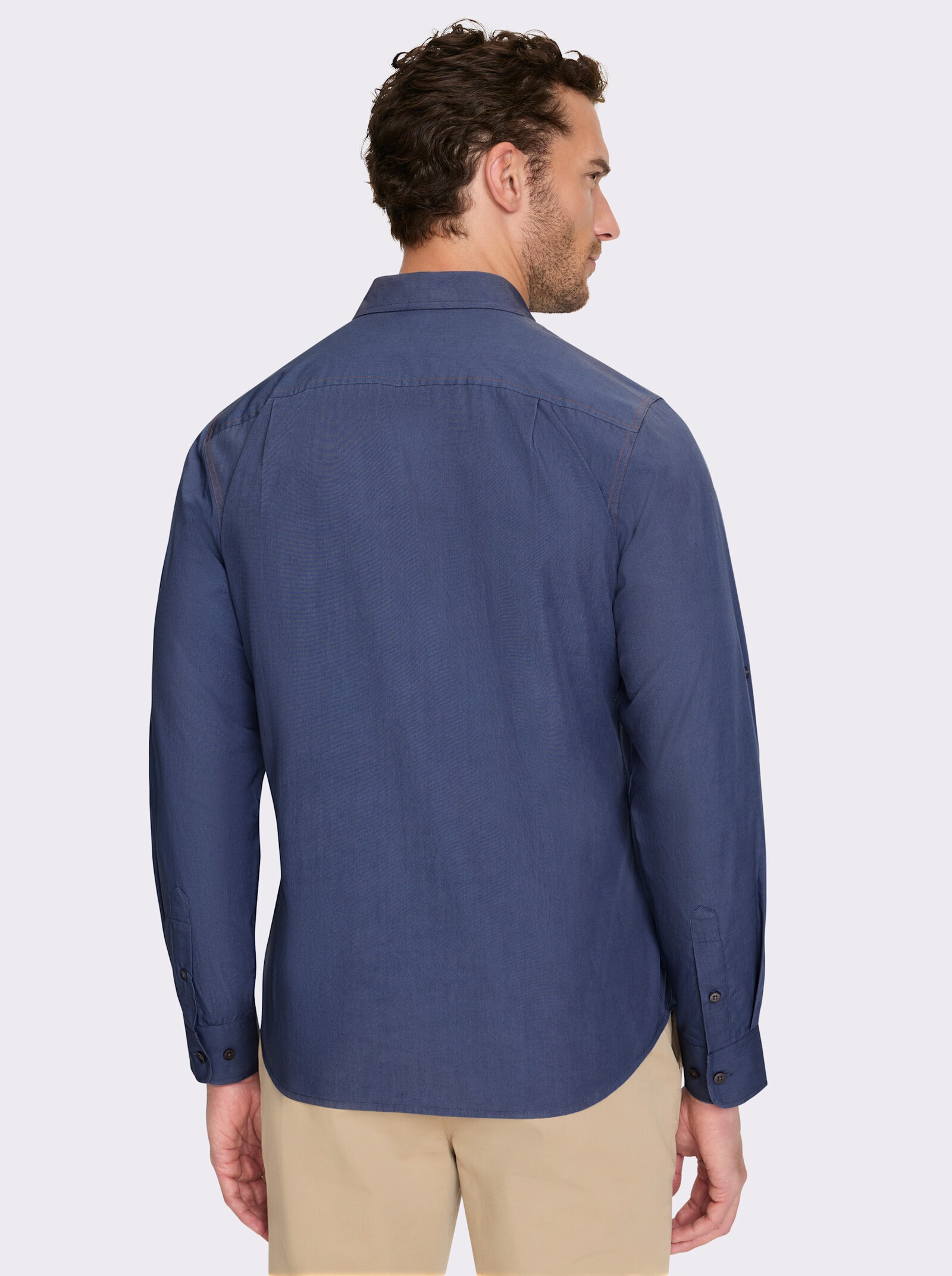 Catamaran Langarmhemd mit Krempelärmeln, Baumwolle - rauchblau