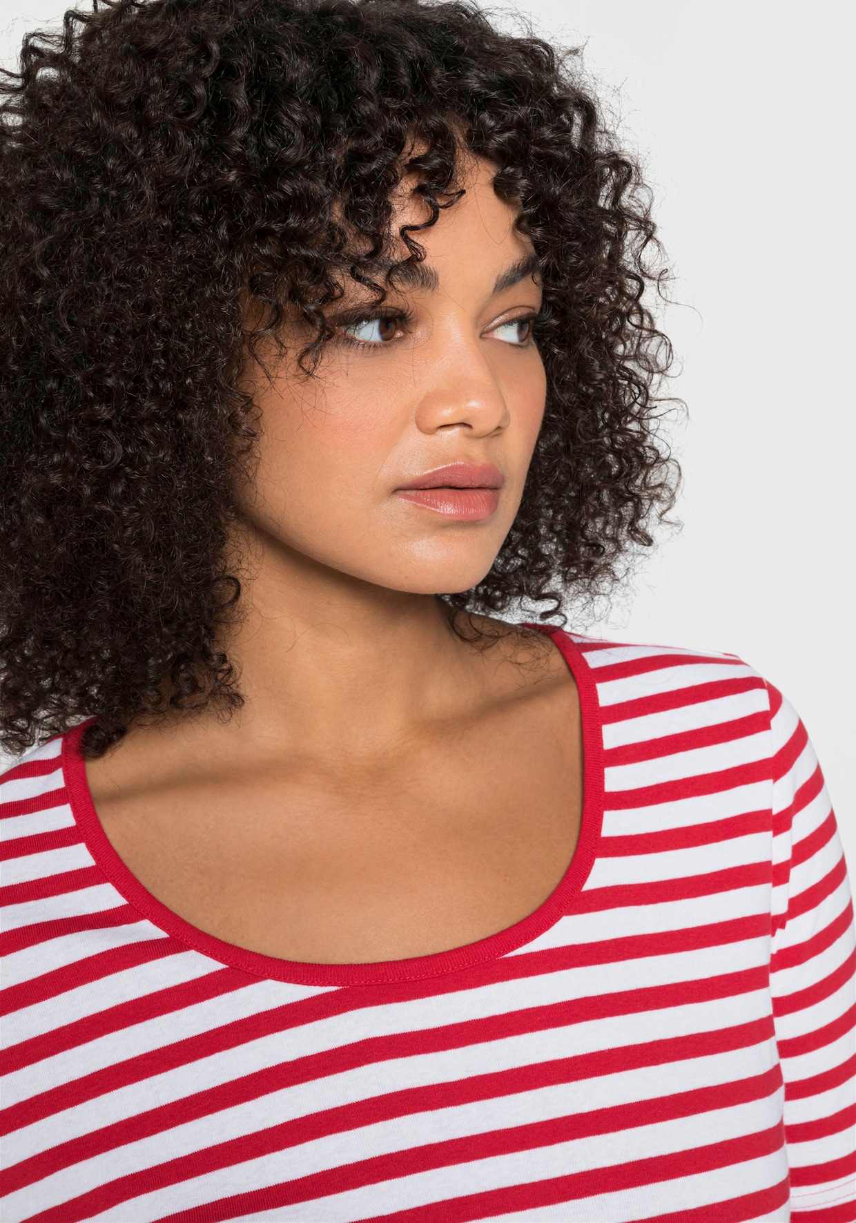 sheego Gestreept shirt - klaproosrood/wit