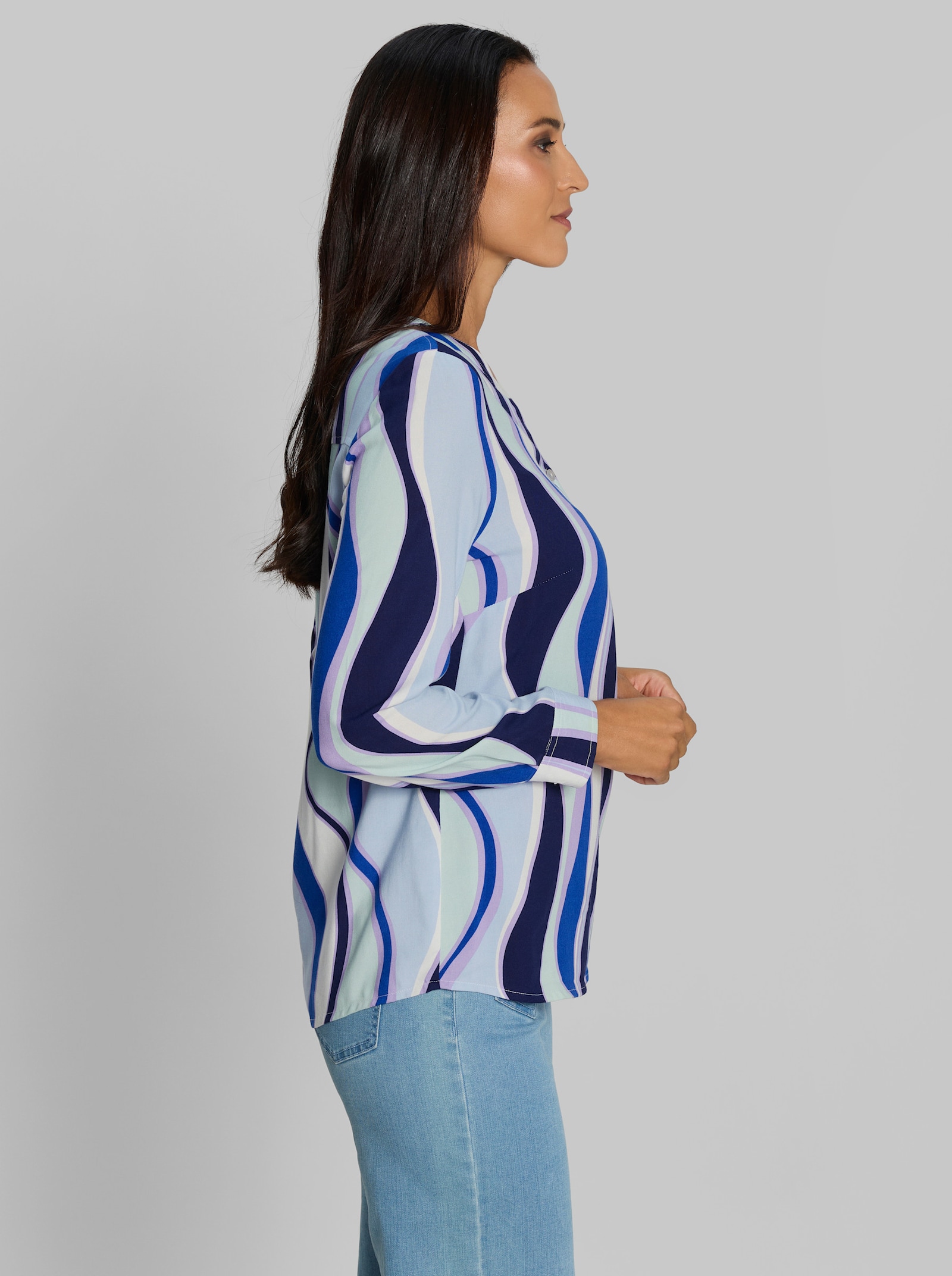 heine Schlupfbluse mit Druck-Dessin - hellblau-ecru-bedruckt