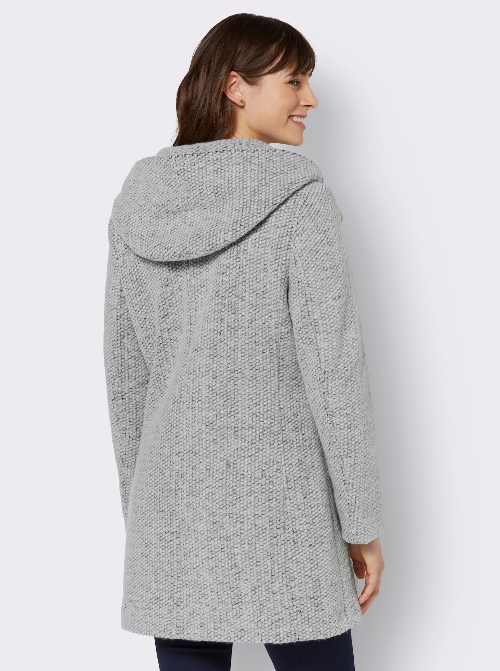 Manisa Jack met capuchon, structuurmateriaal - lichtgrijs gemêleerd