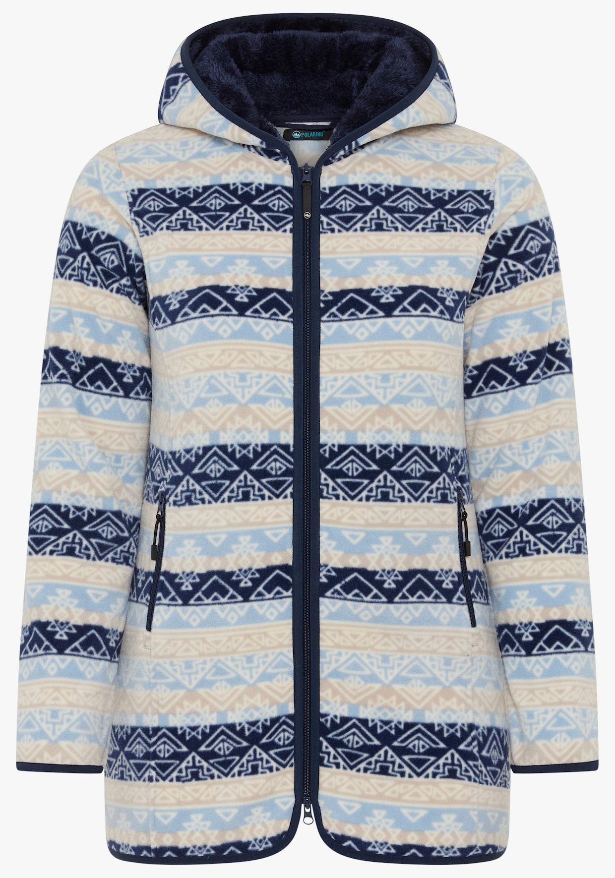 Fleecejacke - blau-woll weiß