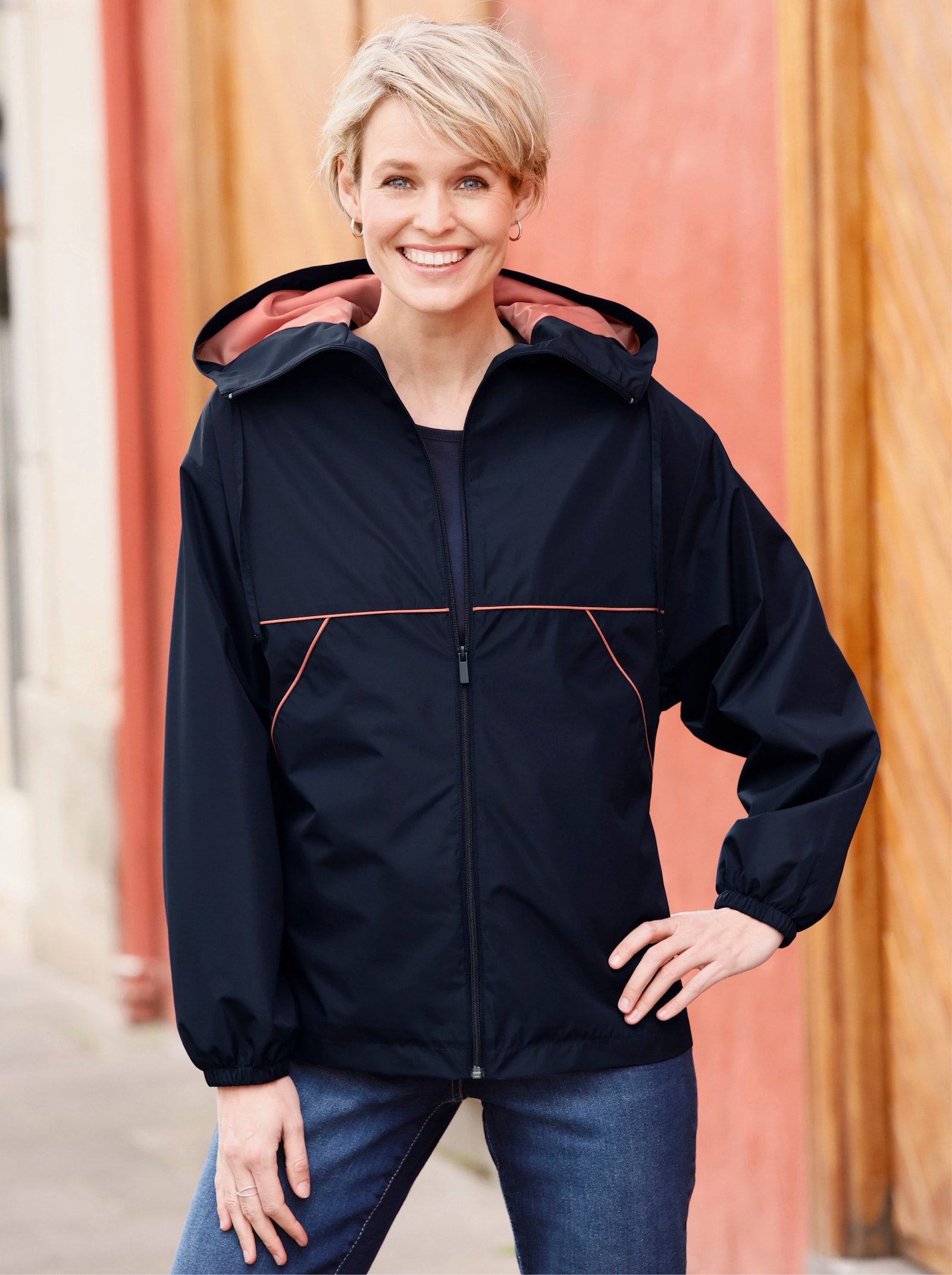Jacke mit Kontrast-Details - marine
