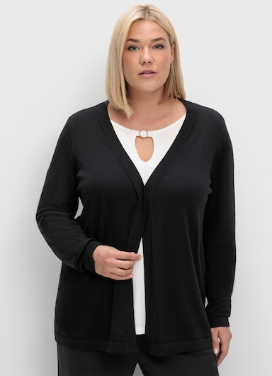 sheego Feinstrickjacke mit 1-Knopf-Verschluss - schwarz
