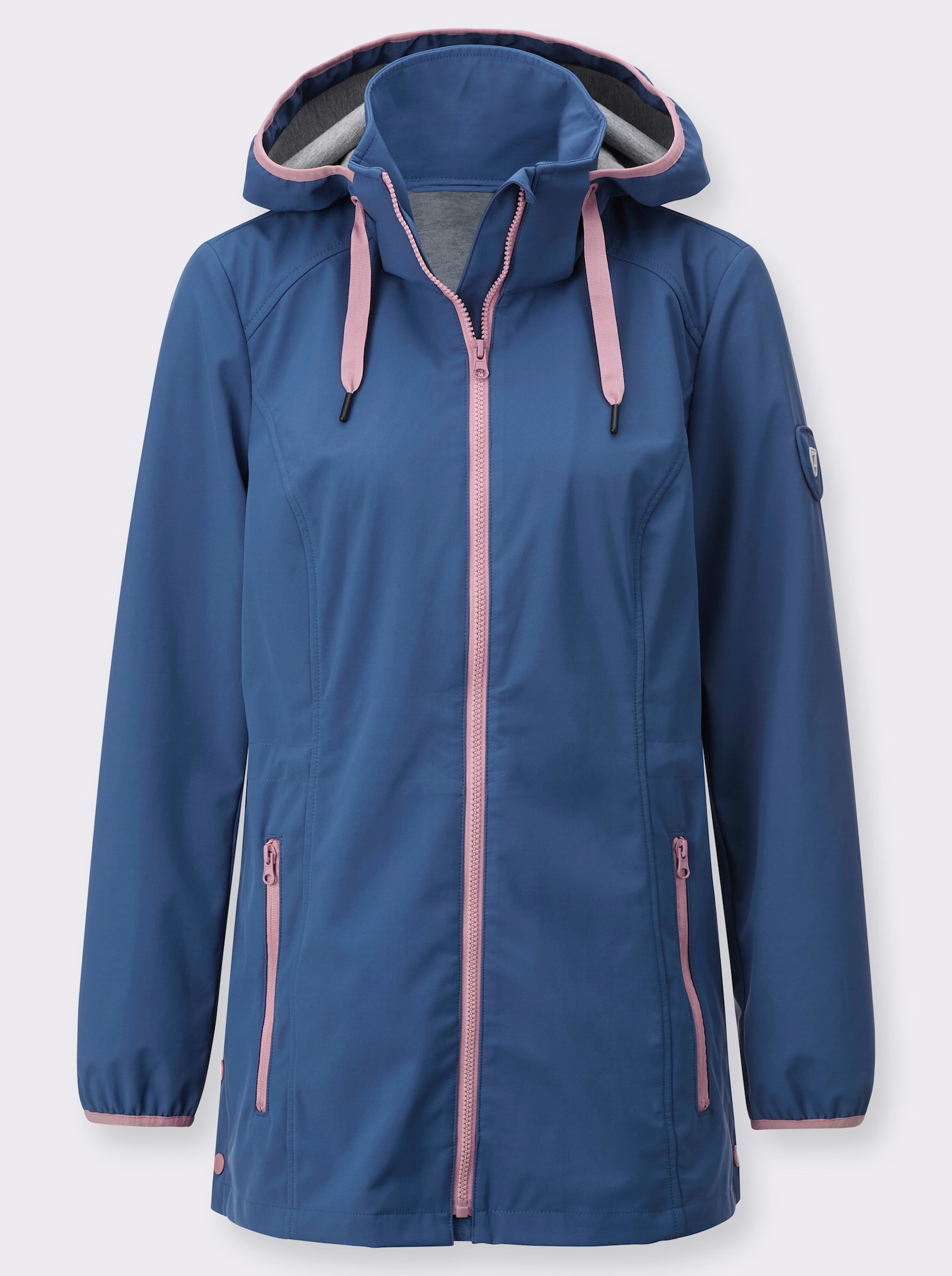 Softshelljacke mit abnehmbarer Kapuze - jeansblau