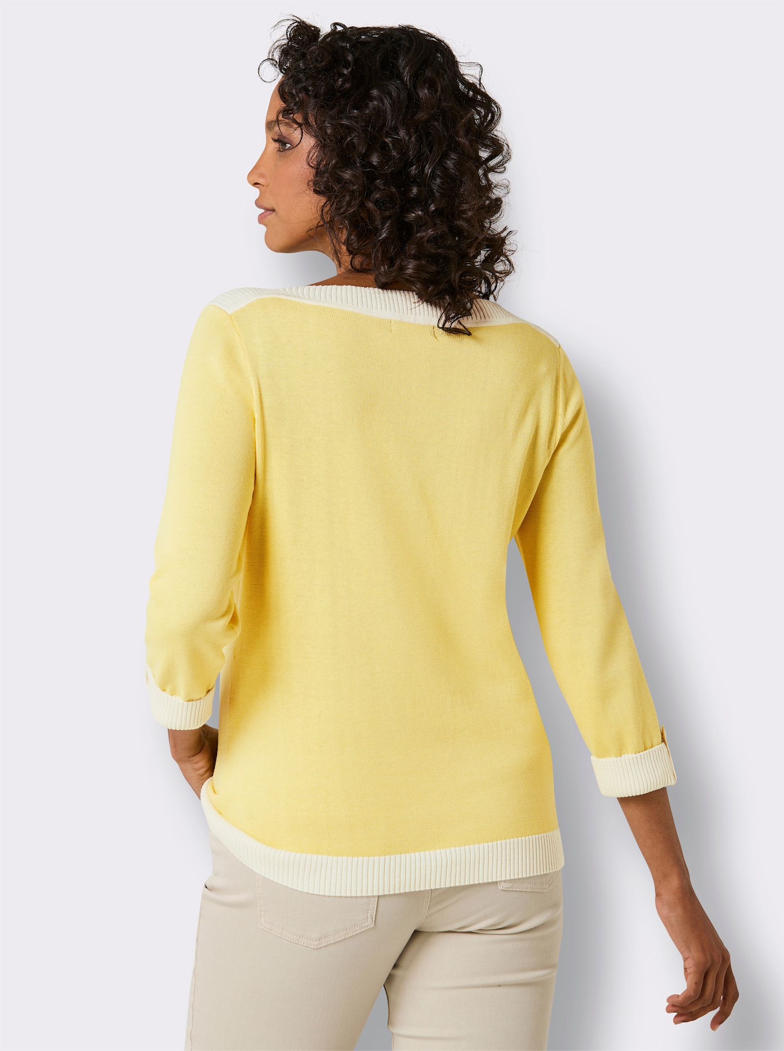 CREATION L PREMIUM 3/4 Arm-Pullover mit Seiden-Anteil - zitrone