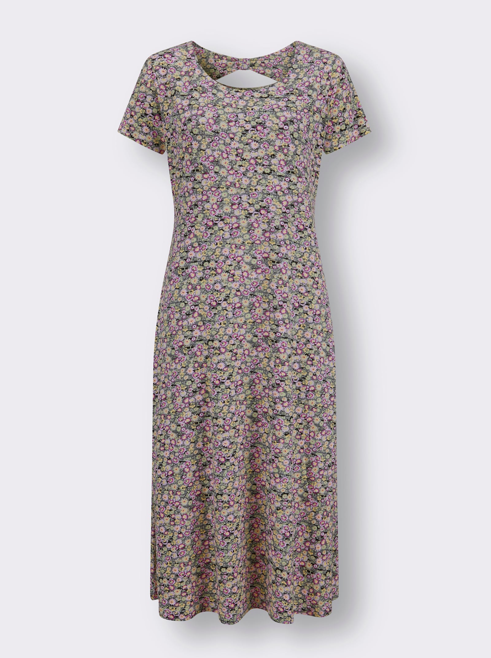 Jerseykleid mit Rücken-Ausschnitt - anthrazit-bedruckt