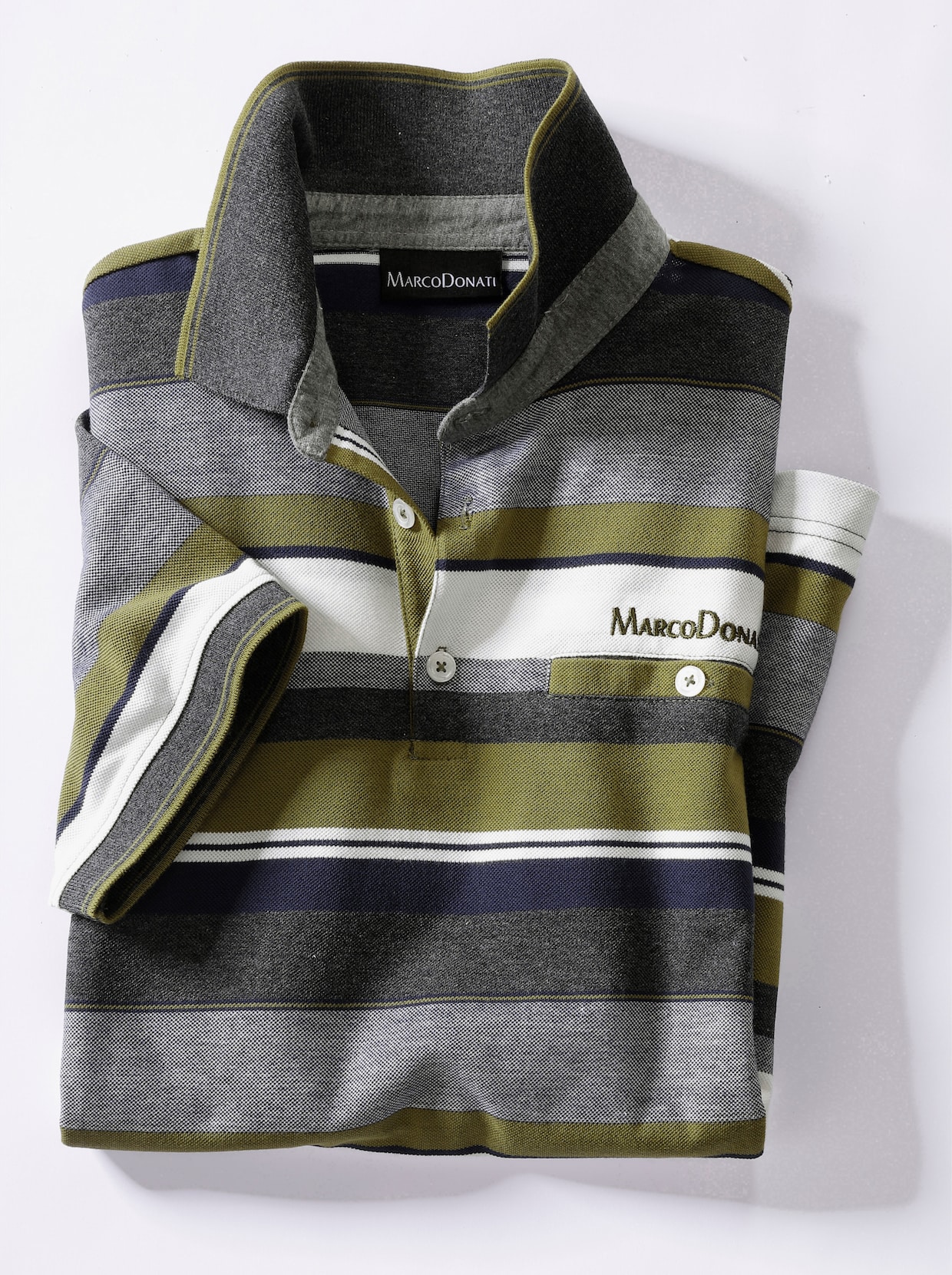 Marco Donati Shirt met korte mouwen - olijf gestreept