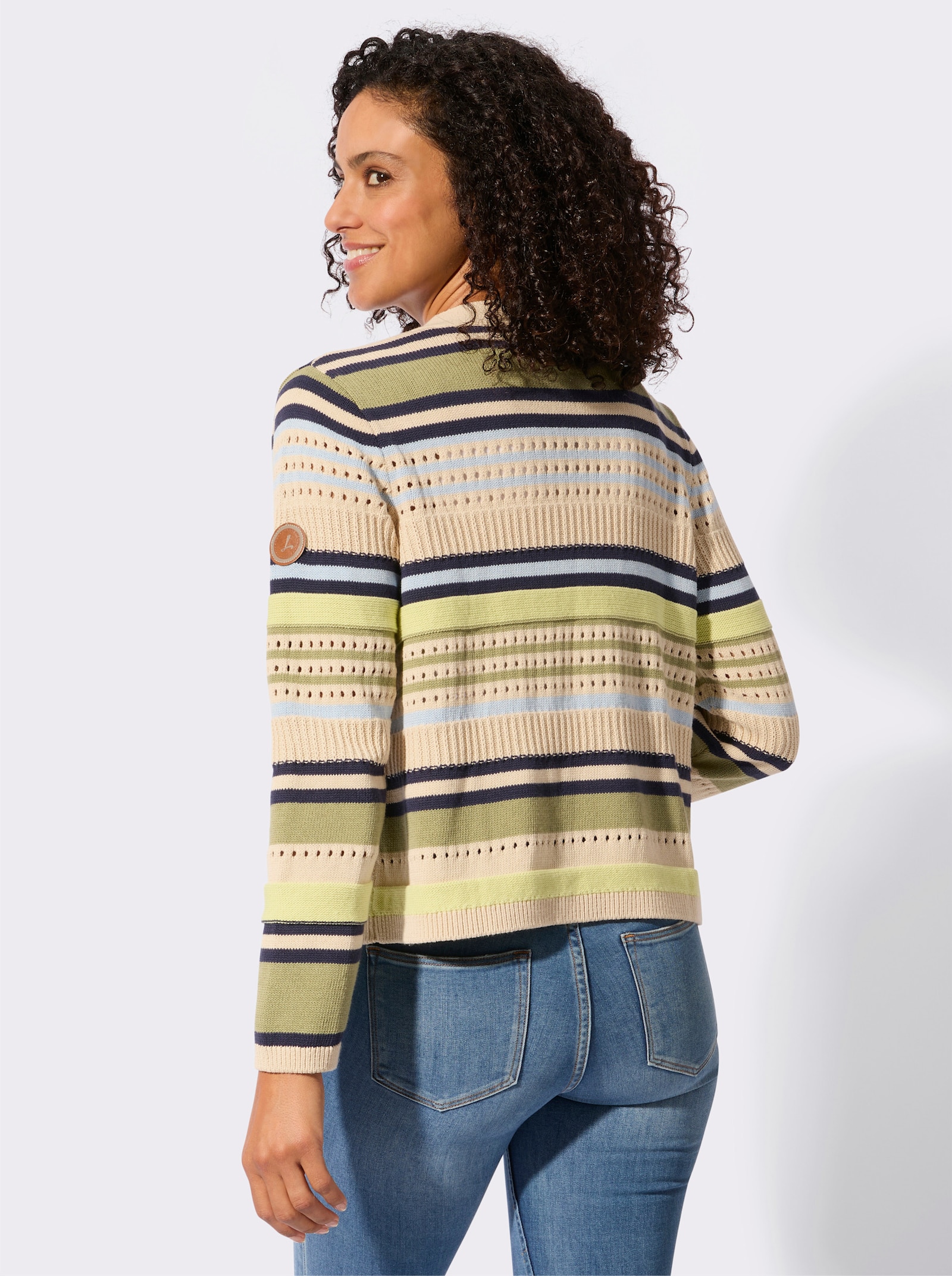 Strickjacke mit Mustermix - sand-schilf-gemustert