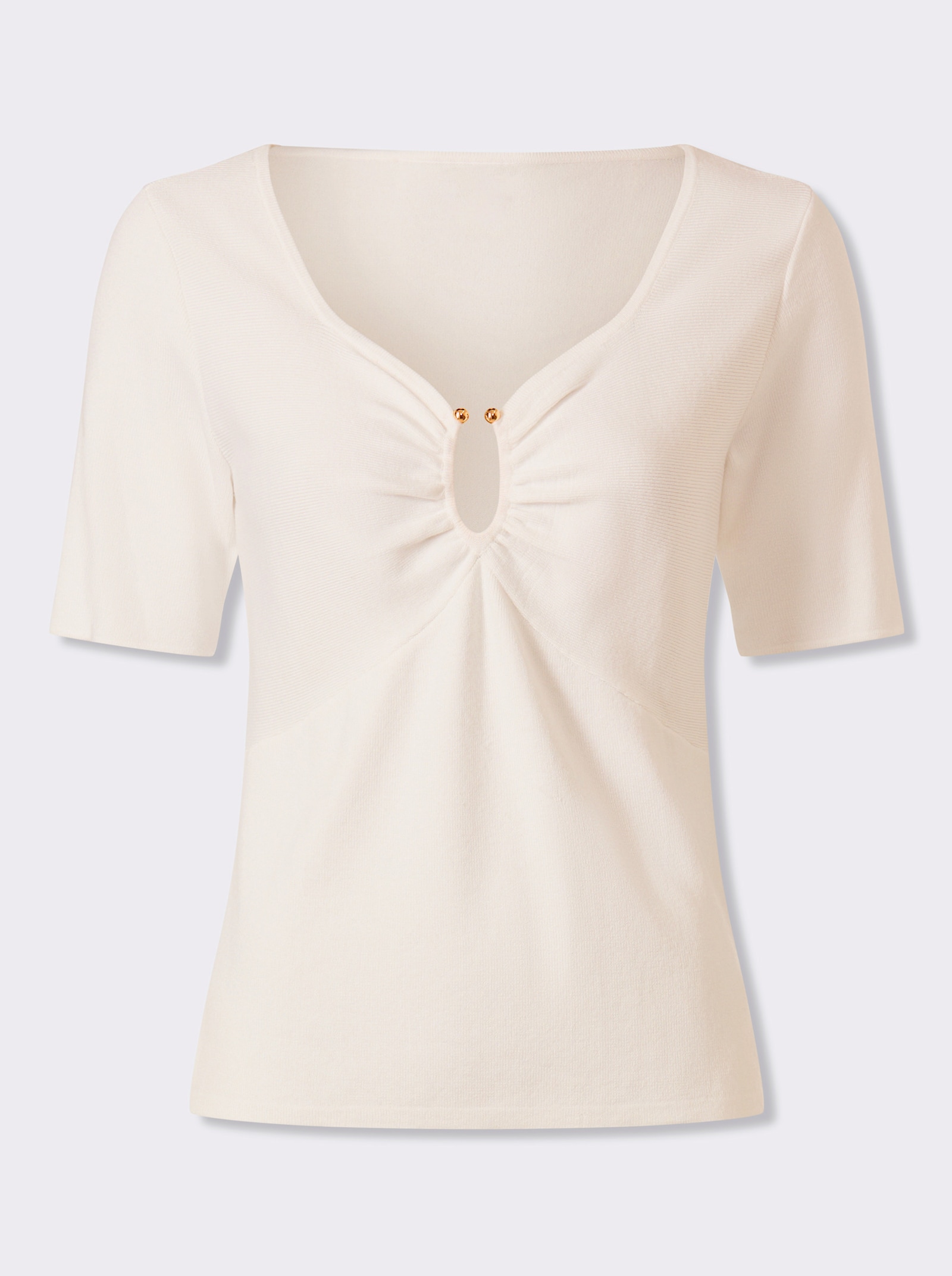 heine Feinstrickpullover mit Herz-Ausschnitt - ecru