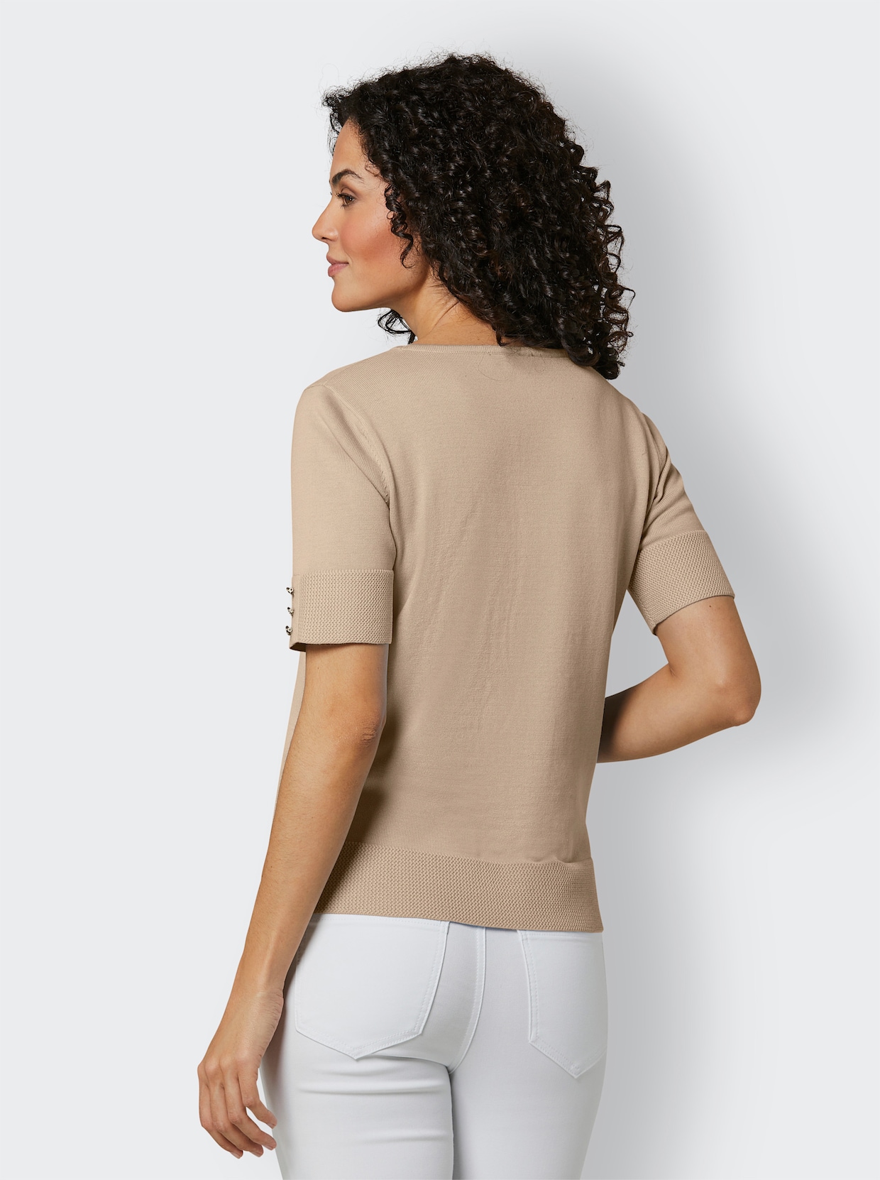 CREATION L PREMIUM Kurzarmpullover - beige