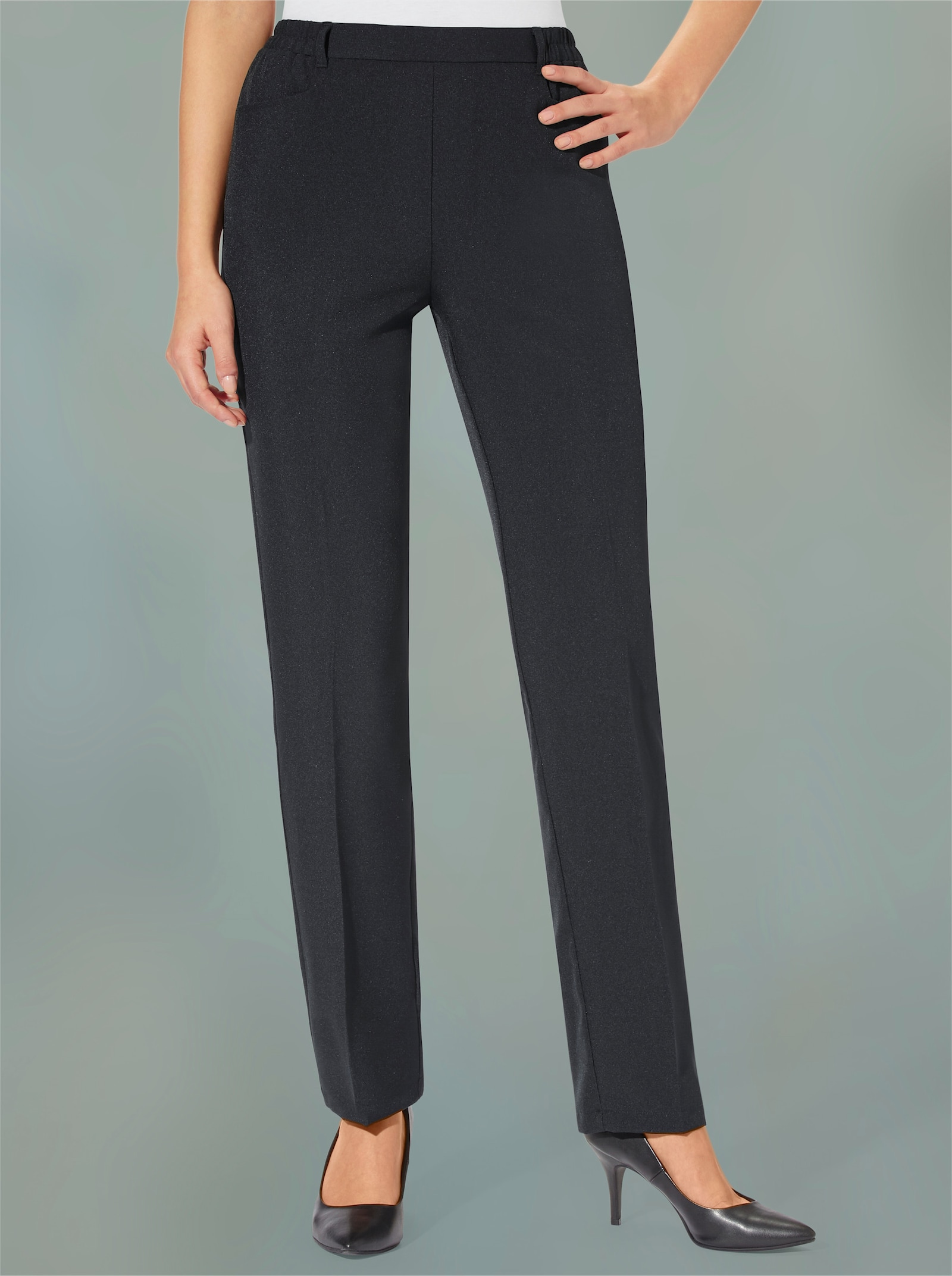 Byxa med pressveck och resårlinning - svart