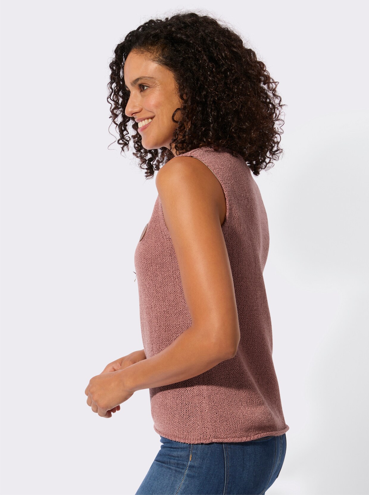 Stricktop mit Rundhals-Ausschnitt - rosenholz