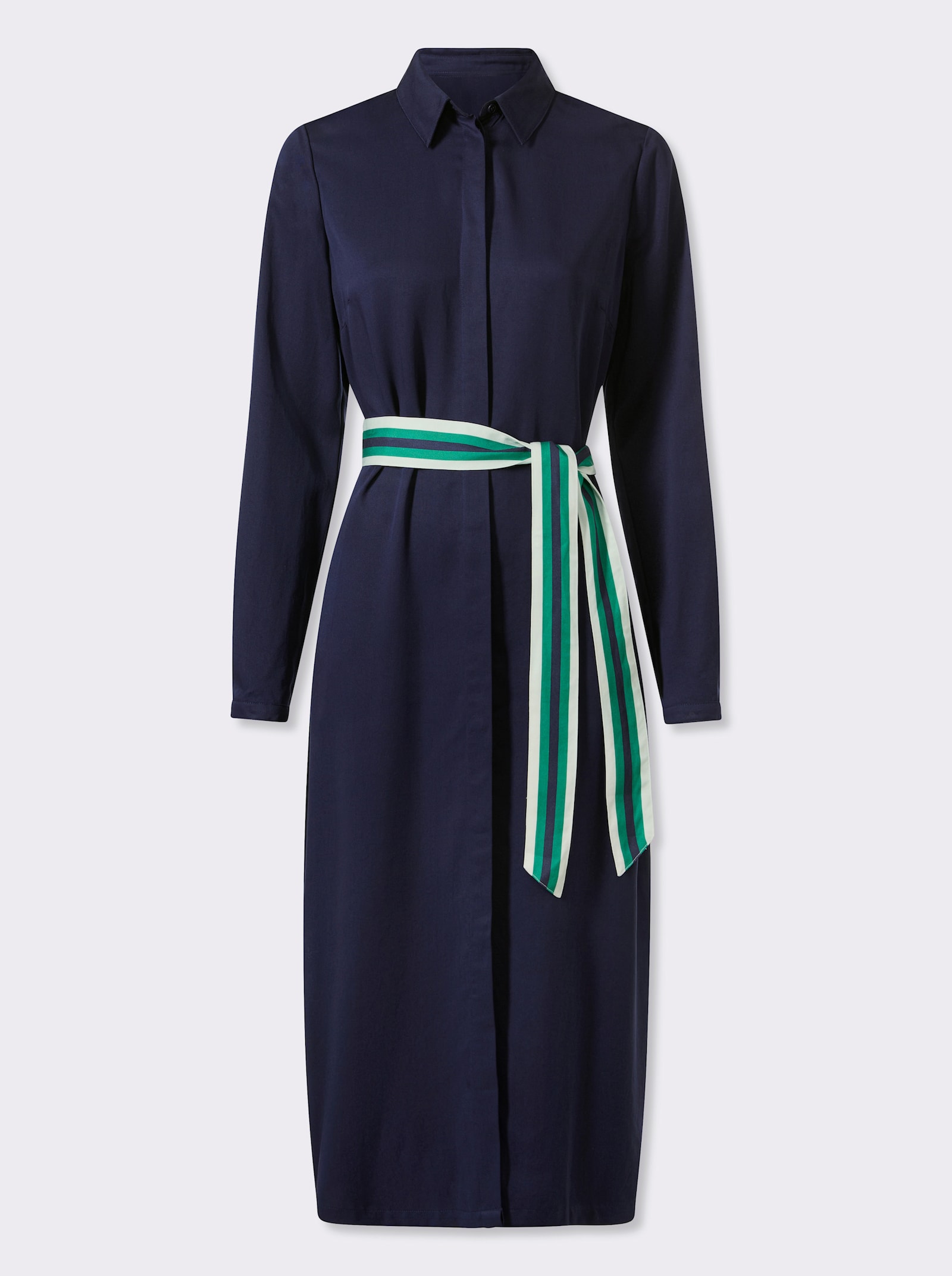 heine Hemdblusenkleid inklusive Bindegürtel - marine