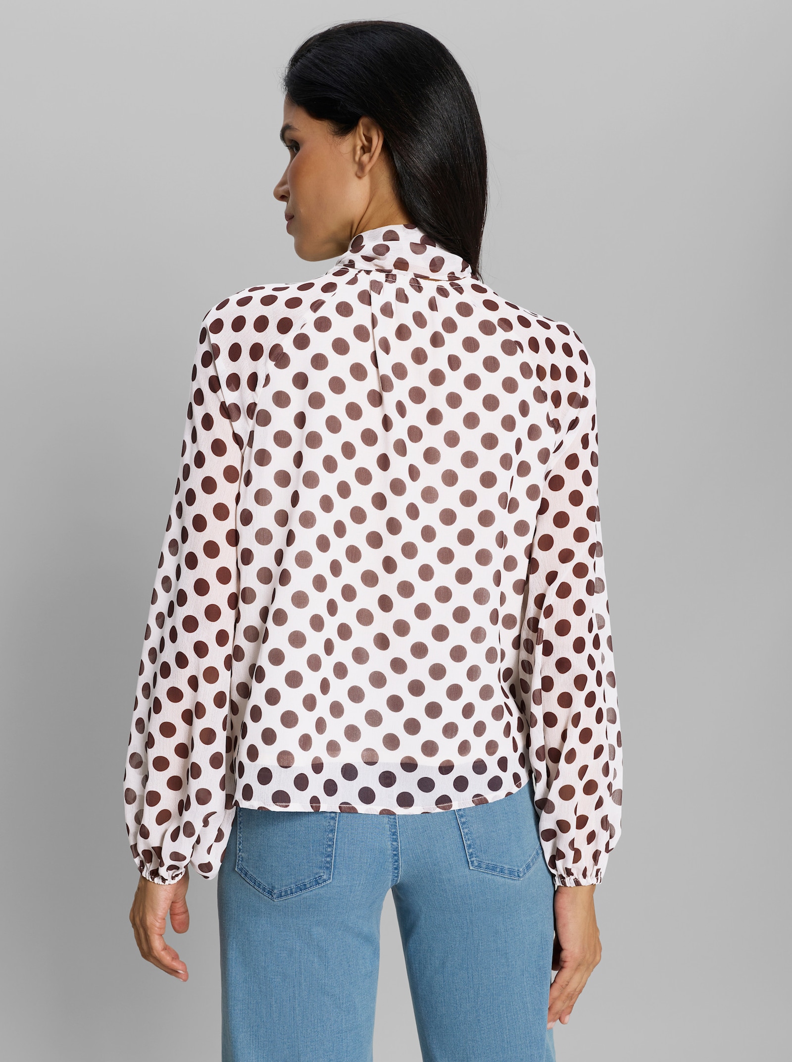 heine Schluppenbluse aus weich fließendem Chiffon - ecru-schoko-getupft