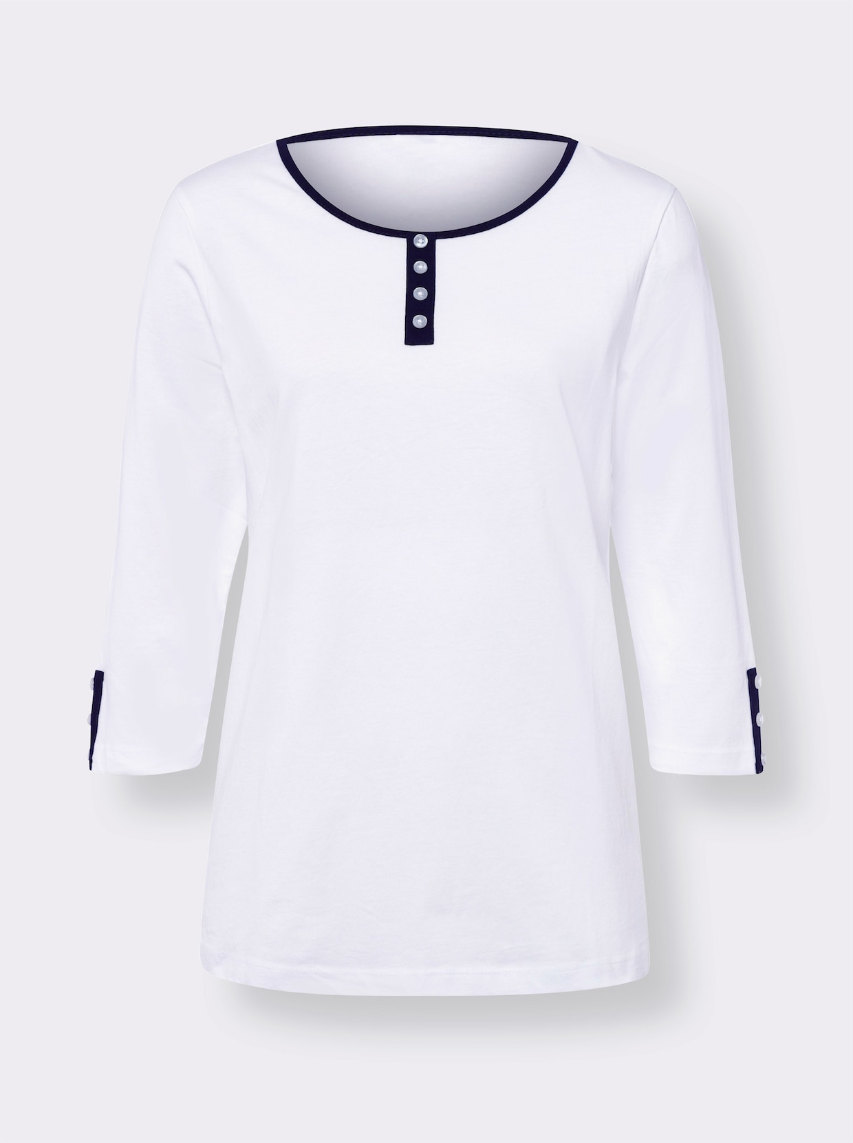 Shirt met 3/4-mouw - wit/marine