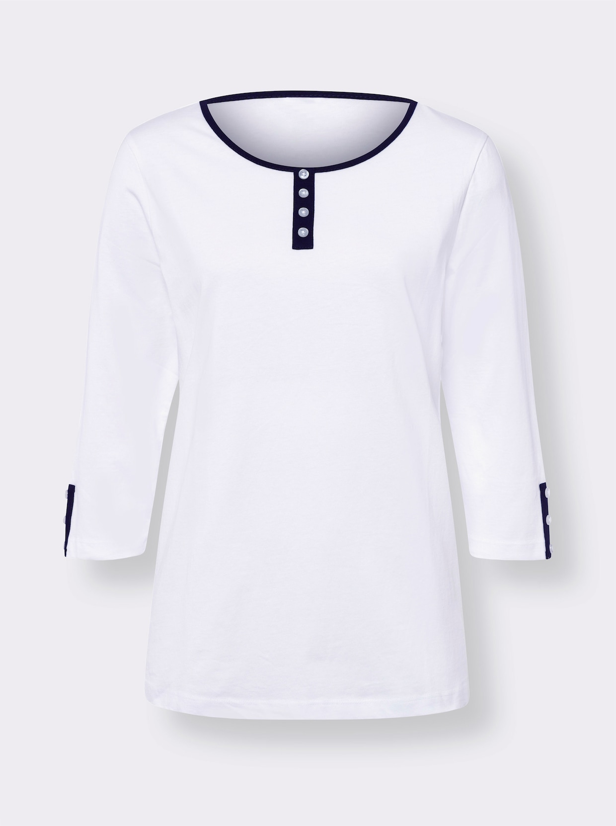 3/4-Arm-Shirt - weiss-marine