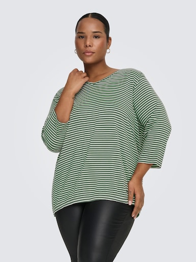 ONLY CARMAKOMA 3/4-Arm-Shirt - laurel wreath stripes:cloud dancer