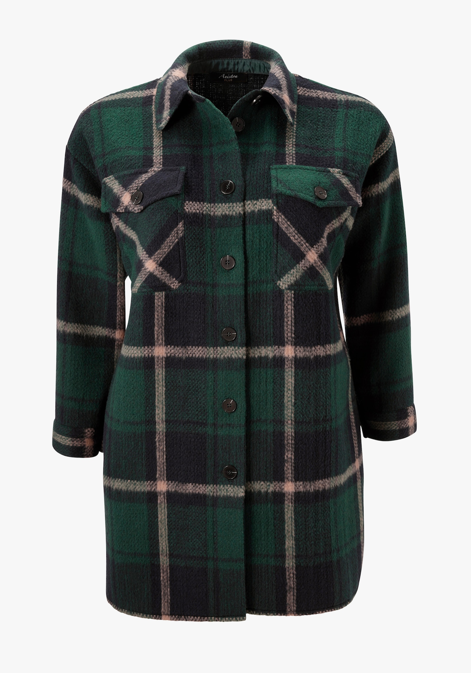 Aniston PLUS Langjacke - check grün-blau-beige