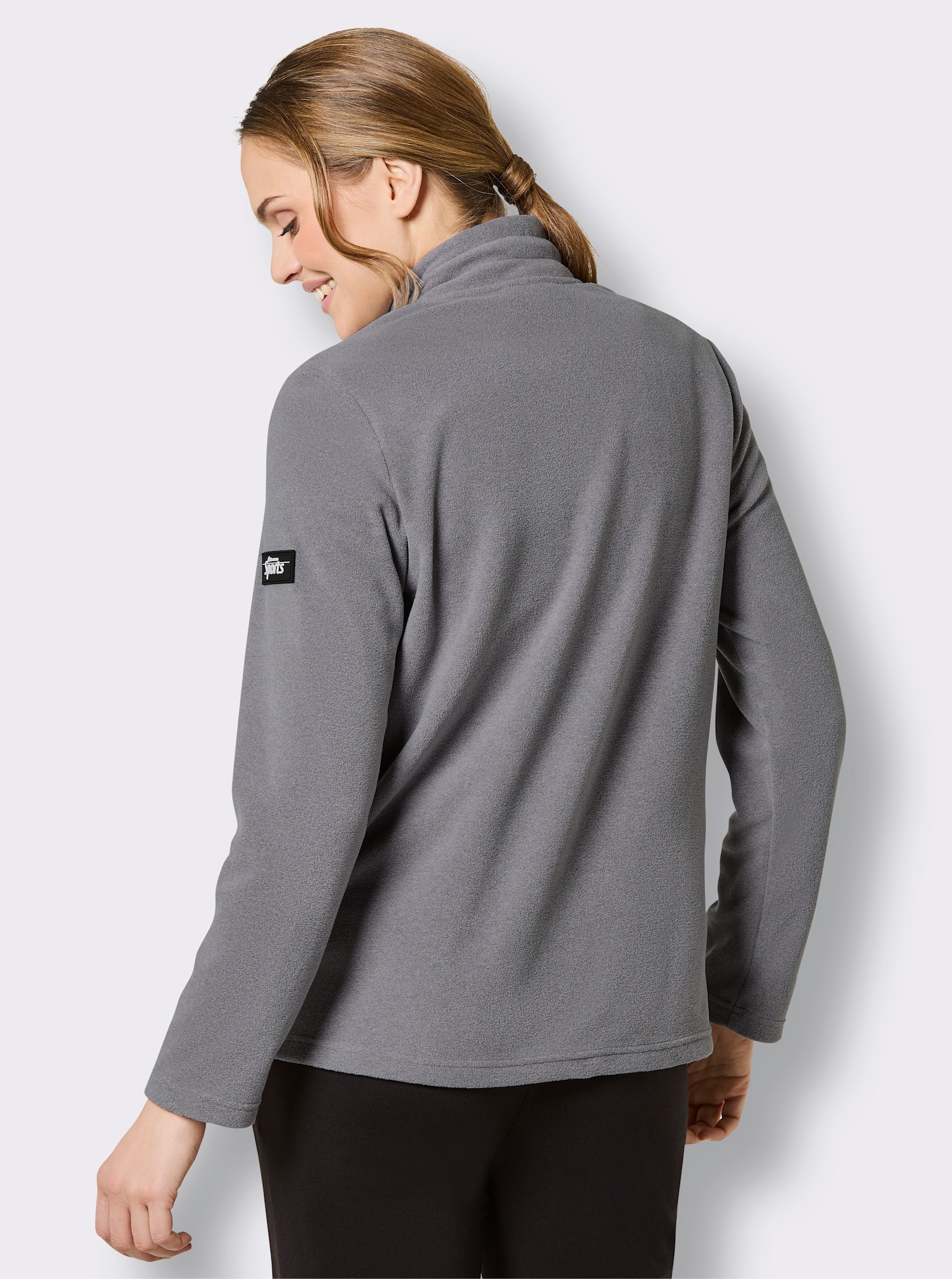 Catamaran Sports Fleecepullover mit weitenregulierbarem Stehkragen - grau-meliert