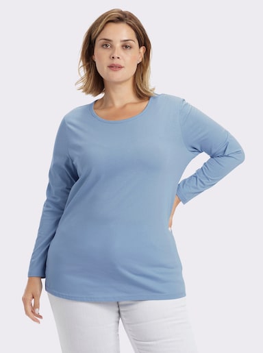 Langarmshirt in weiter Form - hellblau