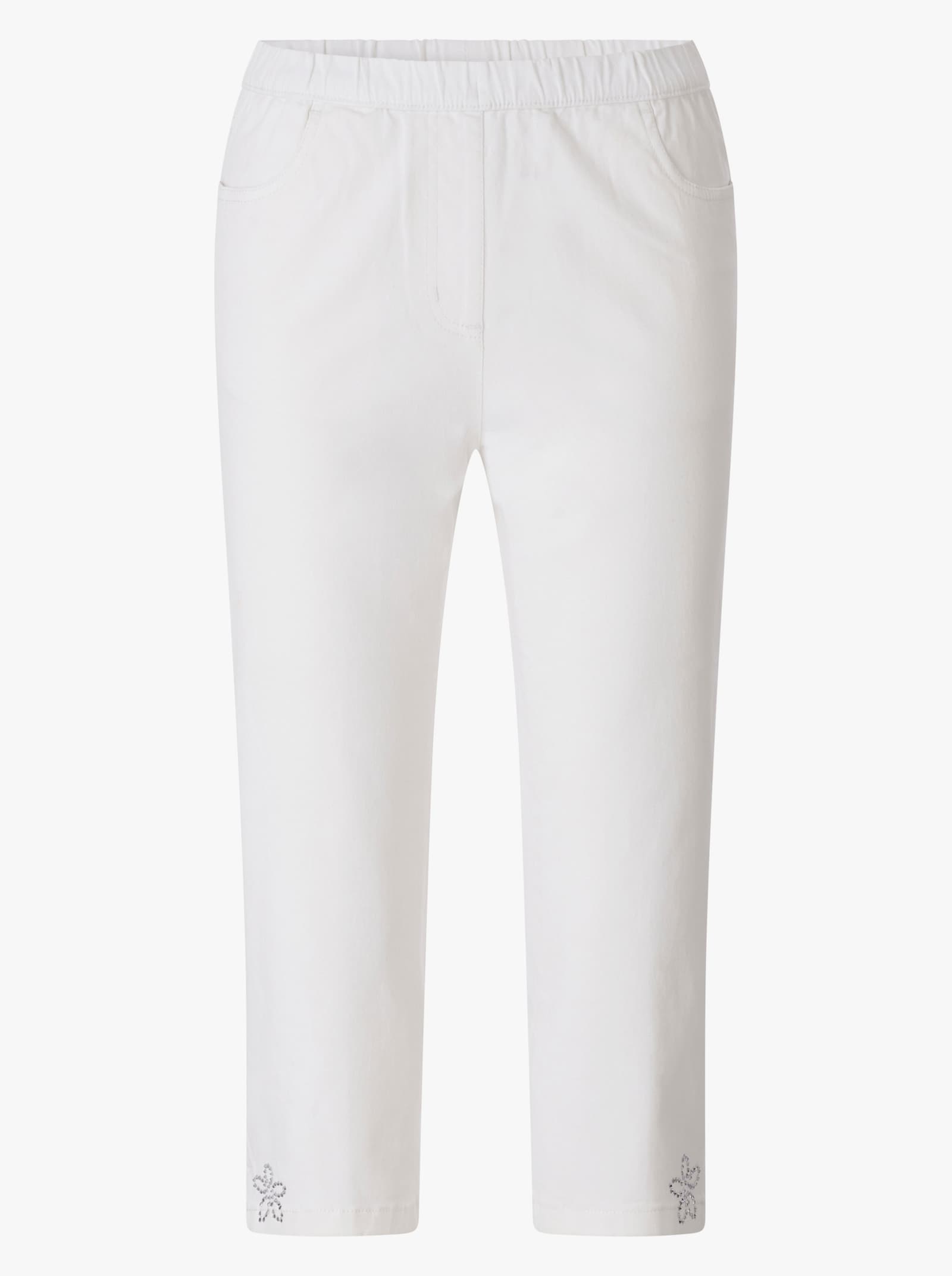 Capri-jeans met glittersteentjes - wit