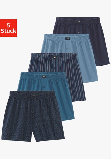 H.I.S Weiter Boxer - blau/navy/hellblau/navy-blau-gestreift/navy-blau-bedruckt