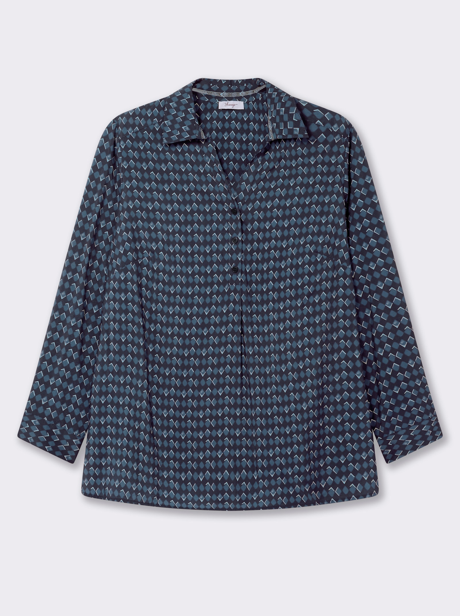 sheego Tunika mit Alloverdruck und Krempelfunktion - tiefblau-dunkelblau-bedruckt