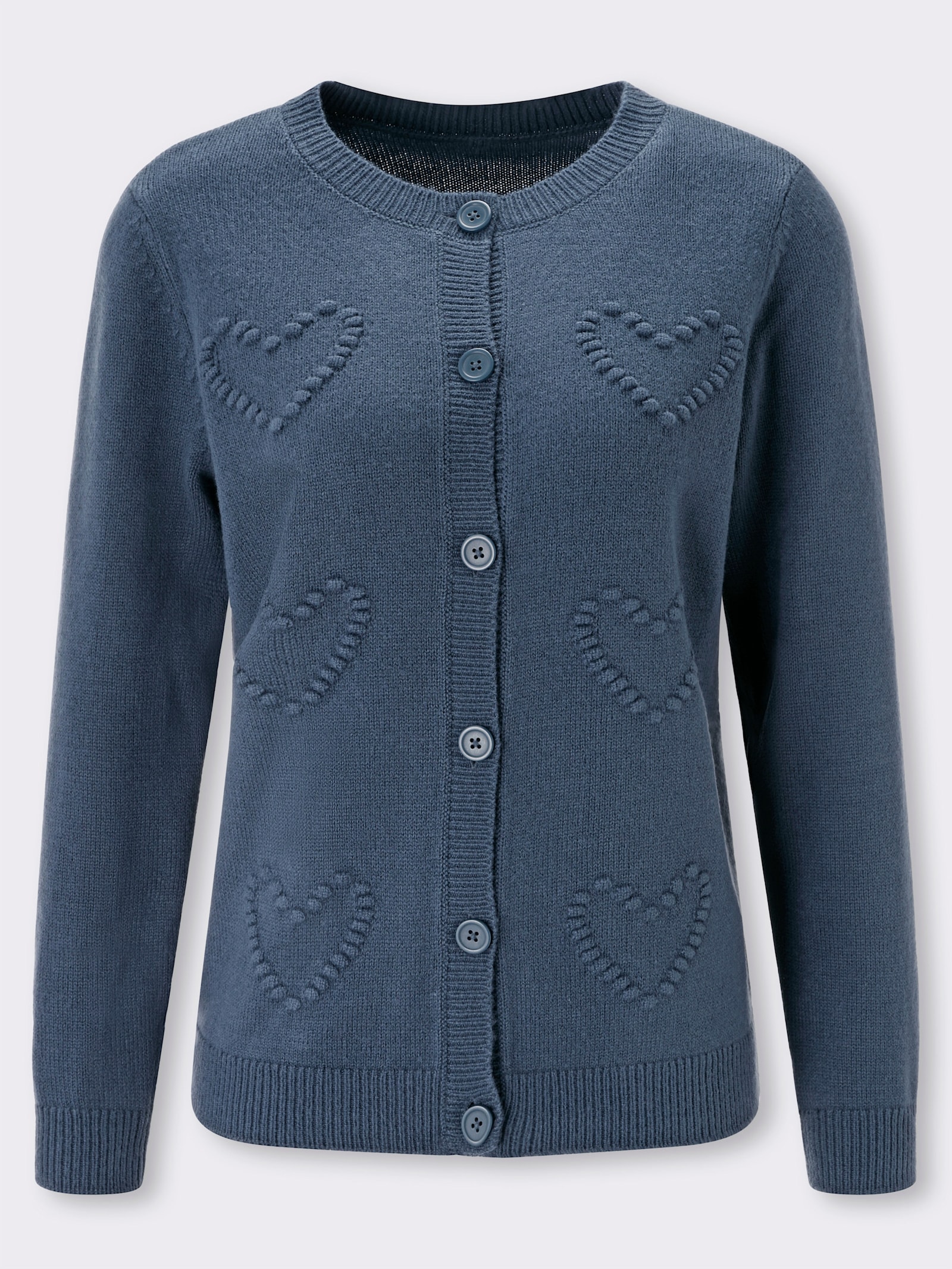 Strickjacke mit herzförmigem Strickmotiv - dunkelblau