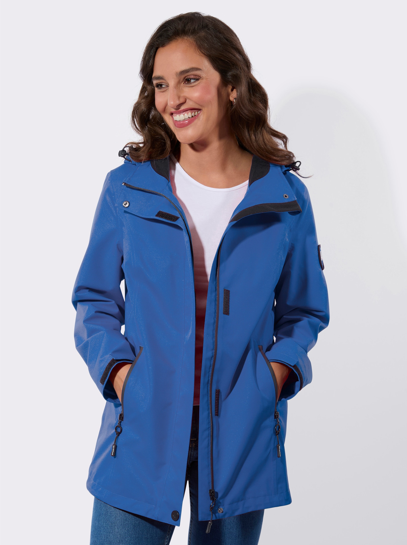 Funktionsjacke mit Reißverschluss-Taschen - jeansblau