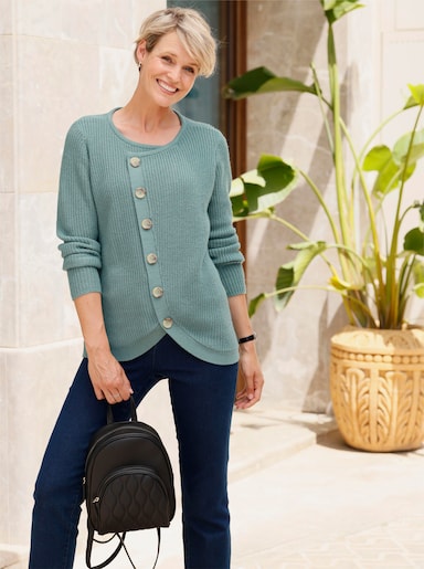Langarm-Pullover - jade