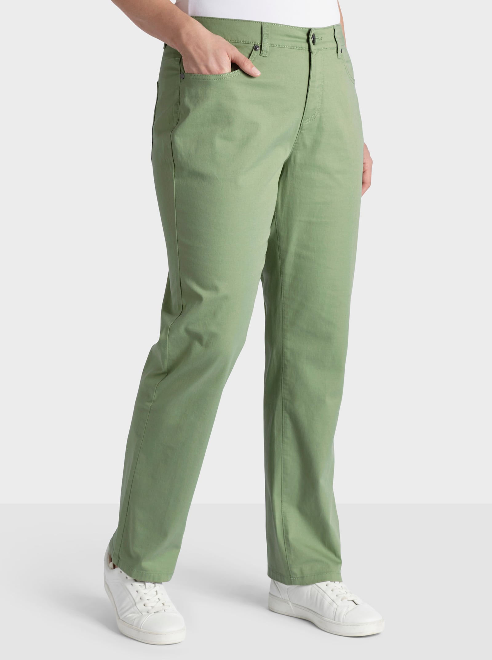 sheego Hose in gerader Form, aus Twill - eucalyptus