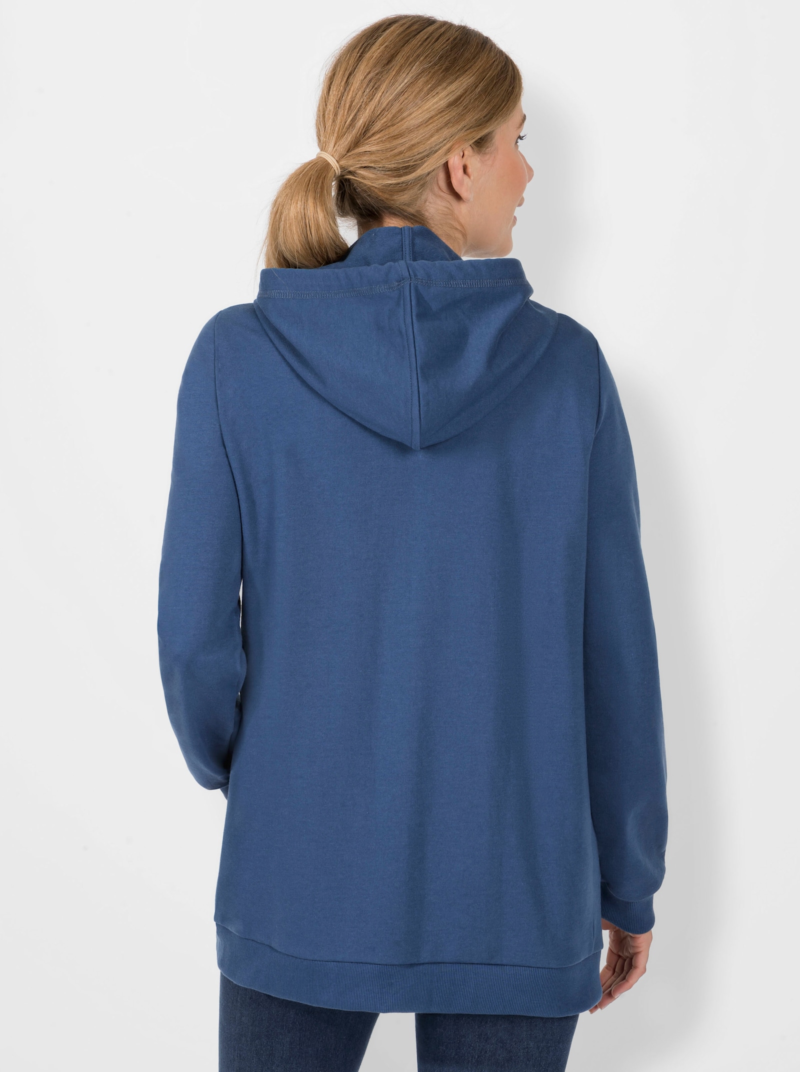 Shirtjacke in langer Form - jeansblau