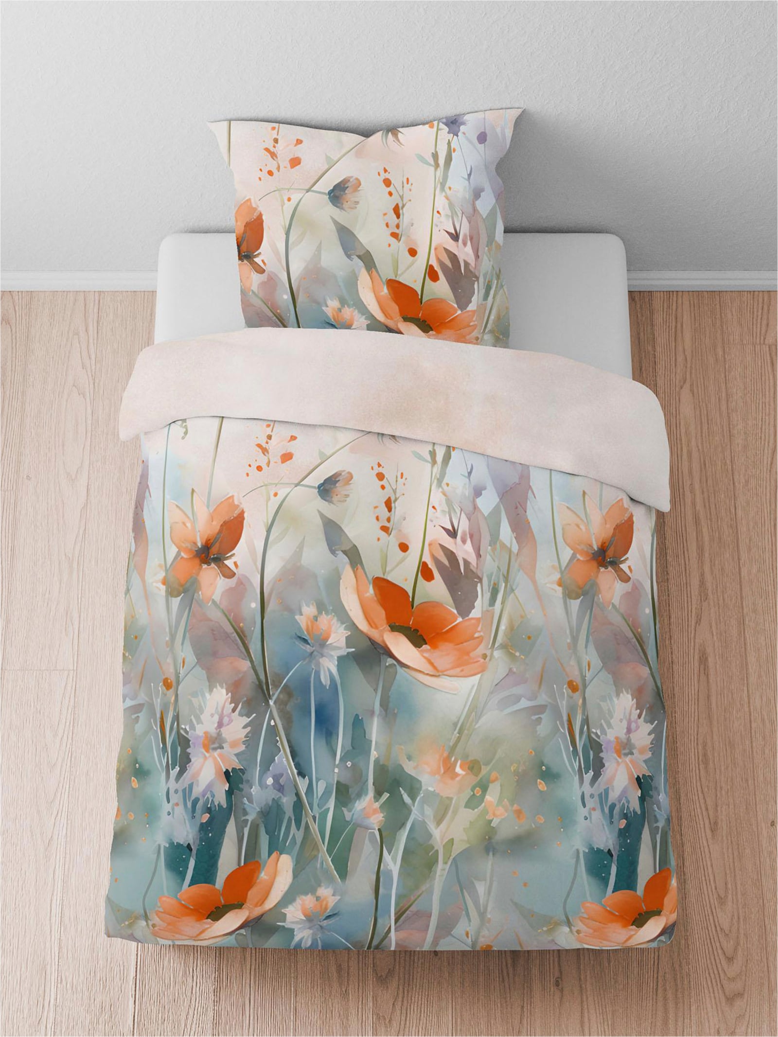 Biberna Bettwäsche - orange-bedruckt