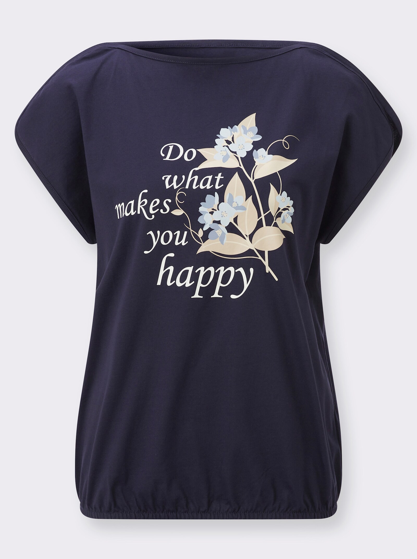 Shirt mit Schriftzug - marine-ecru-bedruckt
