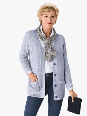 Strickjacke - jeansblau-meliert