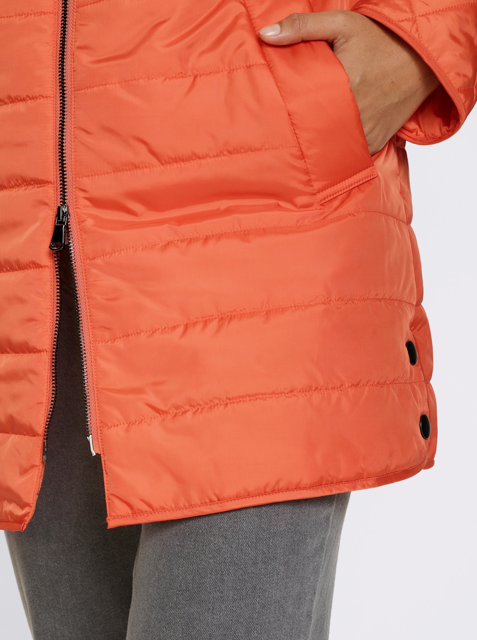 Steppjacke Seitenschlitze mit Druckknöpfen - orange