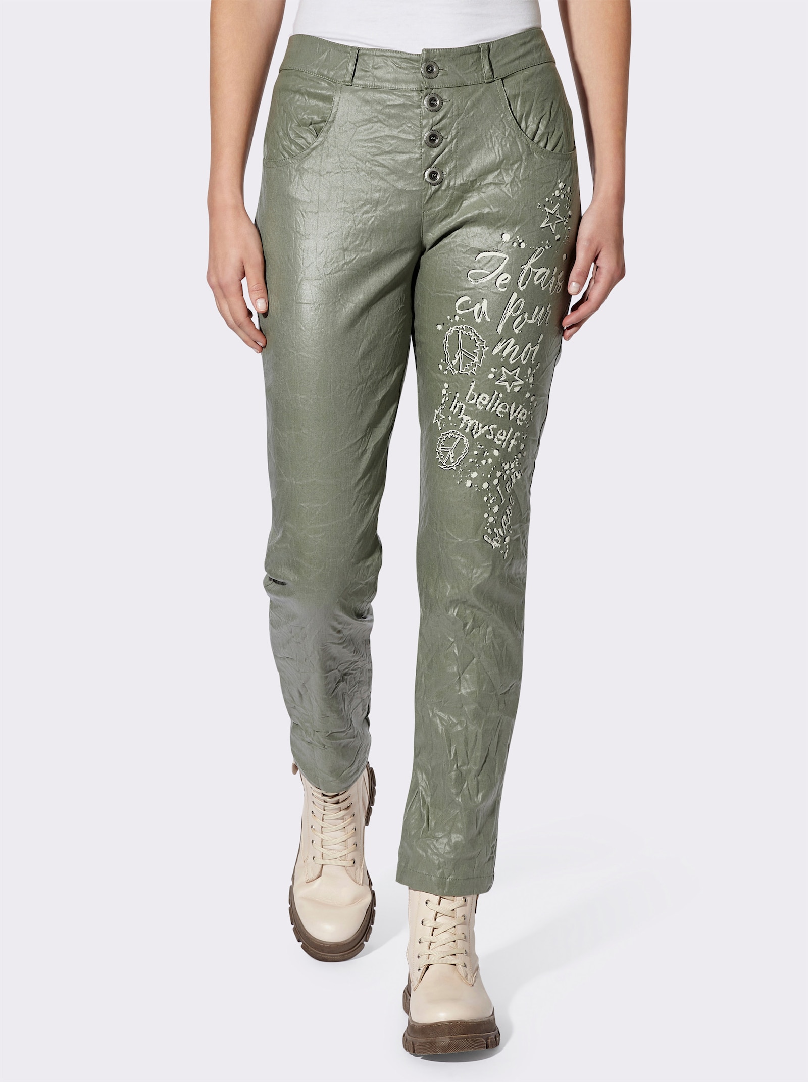 heine Bengalinhose mit Crinkle-Effekt - khaki