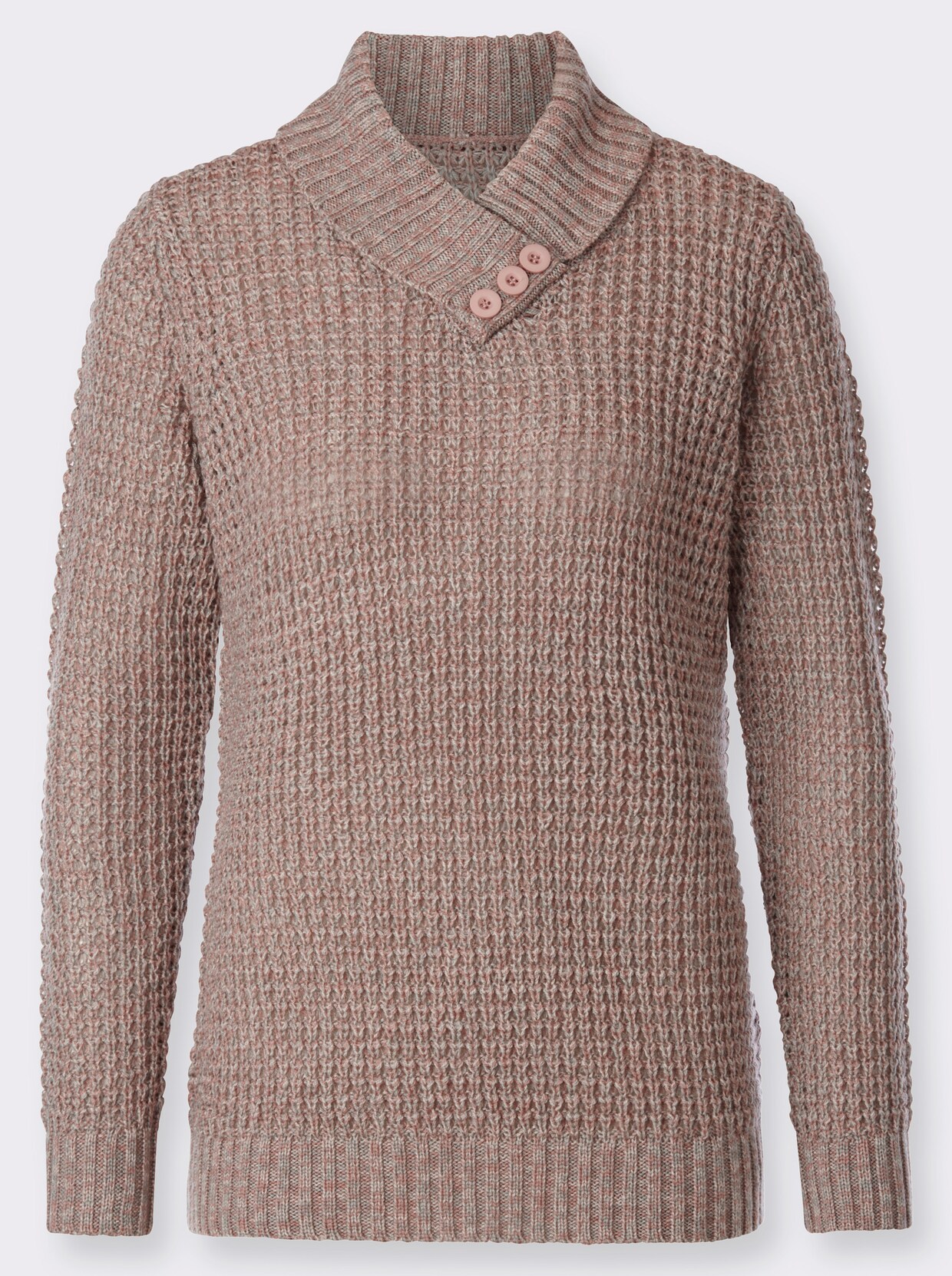 Pullover met sjaalkraag - rozenhout/steengrijs gemêleerd